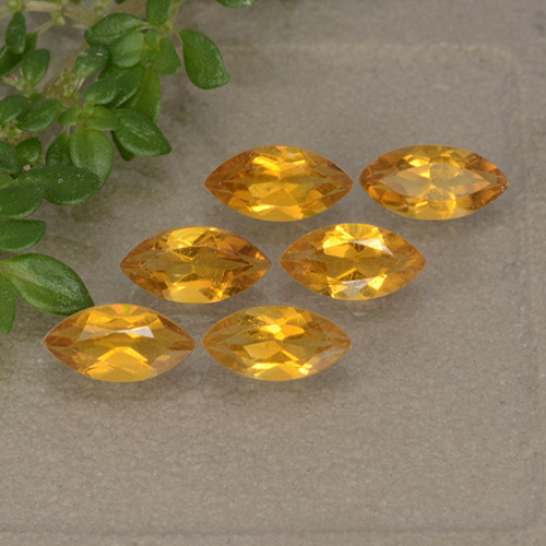 Dark Orange-Gold Citrine Gem - 0.3ct Marquise Facet (ID: 493184)