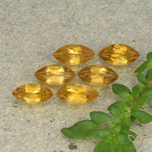 1.54 ctw Golden Citrine Gemstones, Citrine Gems in Marquise Facet Shape for Sale.