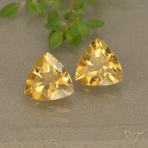 1.34 ctw Golden Citrine Stones, Natural Citrine in Trillion Facet Shape for Sale