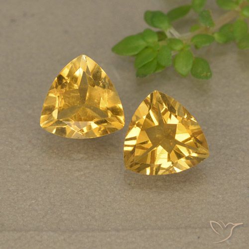 1.34 ct Yellow Citrine, 6.1 x 6 mm Trillion Cut From Brazil, Photo A