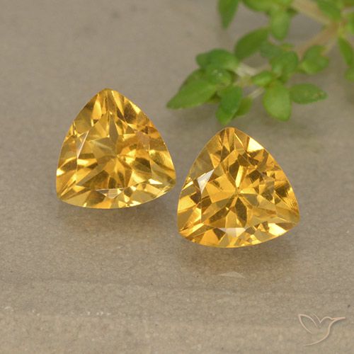 1.46 ct Yellow Citrine, 6.1 x 6 mm Trillion Cut From Brazil, Photo A