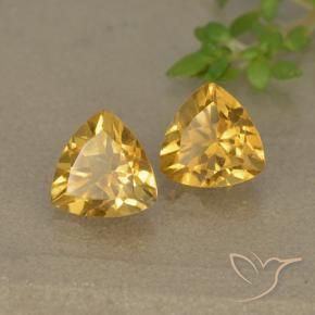 1.46 ctw Golden Citrine Stones, Natural Citrine in Trillion Facet Shape for Sale