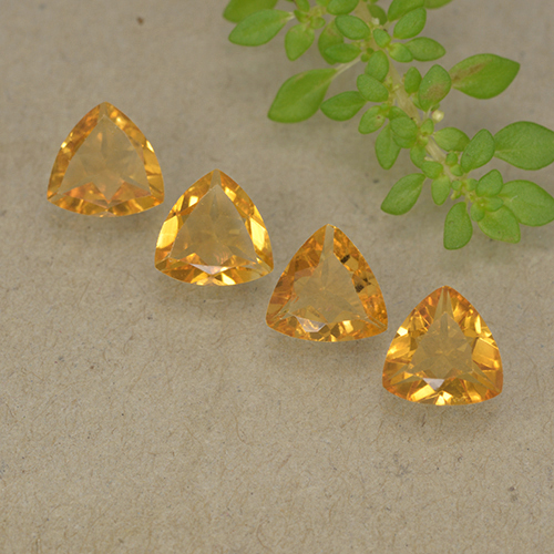 Dorado naranja oscuro Citrina Gema - 0.6ct Forma trillón (ID: 499334)