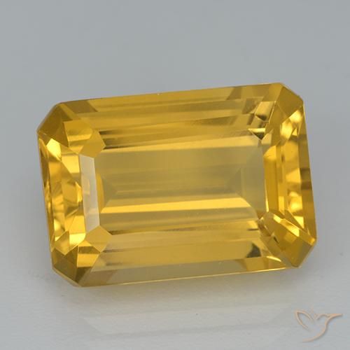 6.99ct Natural Medium Golden Citrine, Emerald Cut, VVS