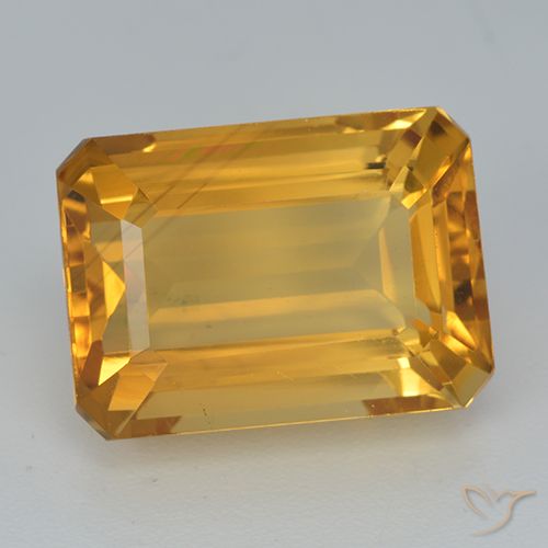 8.15ct Natural Medium-Light Orange-Gold Citrine, Emerald Cut, VVS