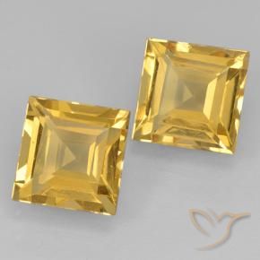 2.18 ctw Golden Citrine Stones, Natural Citrine in Square Step-Cut Shape for Sale