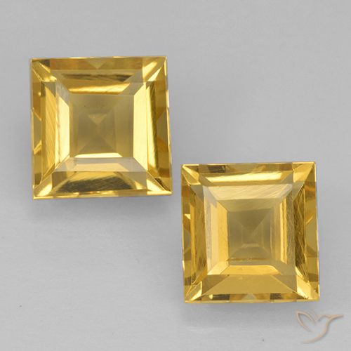 2.16 ct Yellow Citrine, 6.2 x 6.1 mm Square Cut From Brazil, Photo A