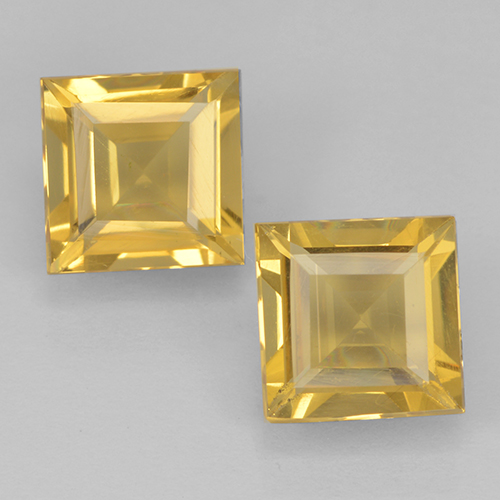 Gold Citrine Gem - 0.9ct Square Step-Cut (ID: 500438)