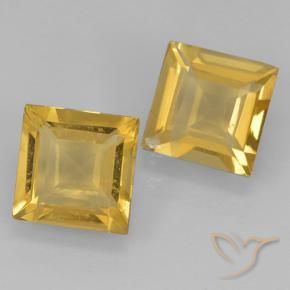 1.75 ctw Golden Citrine Stones, Natural Citrine in Square Step-Cut Shape for Sale