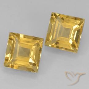 2.07 ctw Golden Citrine Stones, Natural Citrine in Square Step-Cut Shape for Sale