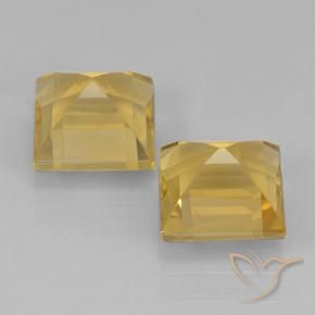 Citrine Gemstones in 6 x 6 mm (calibrated) Size for Sale, Citrine Stones in Medium Gold Color