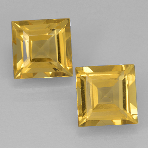 Golden Citrine Gem - 1ct Square Step-Cut (ID: 500443)