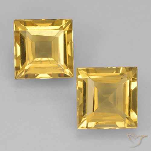 1.98ctw Natural Medium Gold Citrine, Square, VVS-VS