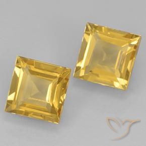 1.98 ctw Golden Citrine Stones, Natural Citrine in Square Step-Cut Shape for Sale