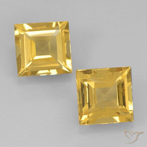 1.99ctw Natural Medium Gold Citrine, Square, VVS-VS