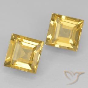 2.05 ctw Golden Citrine Stones, Natural Citrine in Square Step-Cut Shape for Sale