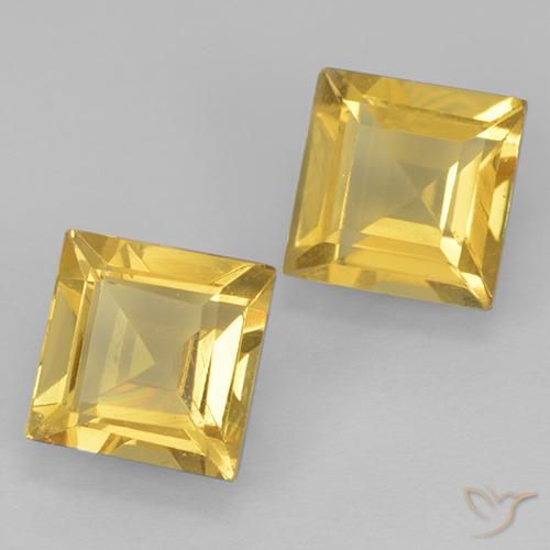 1.83 ctw Golden Citrine Stones, Natural Citrine in Square Facet Shape for Sale