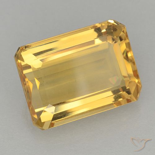Medium-Dark Golden Citrine Gem - 12ct Octagon Step Cut (ID: 500723)