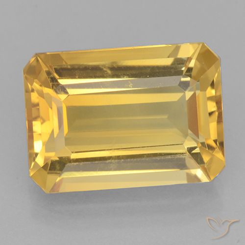 7.18ct Natural Medium Gold Citrine, Emerald Cut, VVS