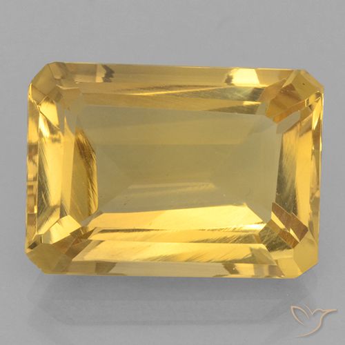 Doré vif Citrine gemme - 6.7ct Octogone taillé en degrés (ID: 500835)