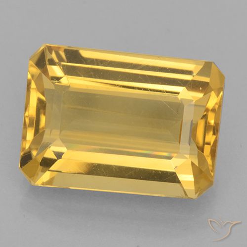 6.45ct Natural Golden Citrine, Emerald Cut, VVS