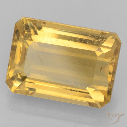 7.69ct Natural Golden Citrine, Emerald Cut, VVS-VS