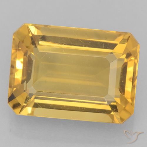 6.60ct Natural Medium Gold Citrine, Emerald Cut, VVS
