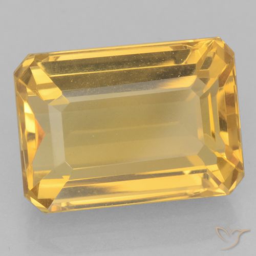 8.27ct Natural Medium Gold Citrine, Emerald Cut, VVS