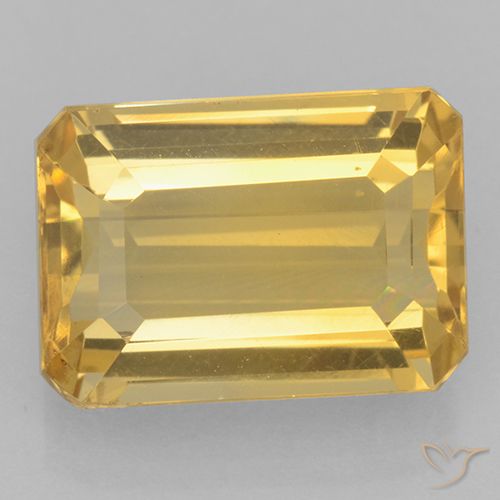 7.40ct Natural Bright Gold Citrine, Emerald Cut, VVS