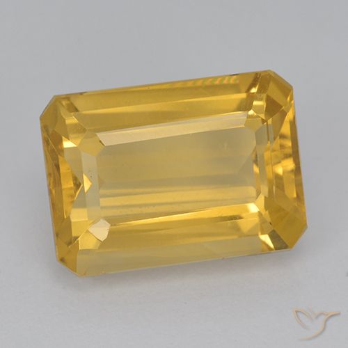 6.72ct Natural Medium Golden Citrine, Emerald Cut, VVS-VS
