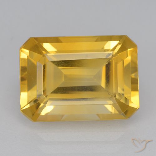 6.94ct Natural Golden Orange Citrine, Emerald Cut, VVS-VS