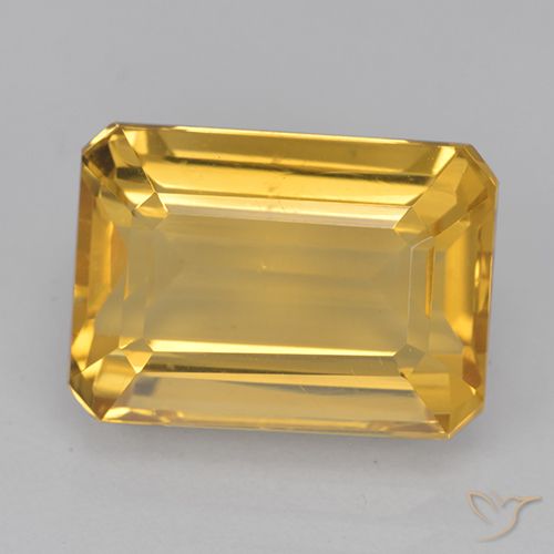 8.50ct Natural Medium Golden Citrine, Emerald Cut, VVS-VS