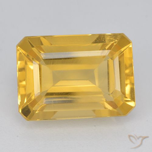 Medium Gold Citrine Gem - 6.8ct Octagon Step Cut (ID: 500857)