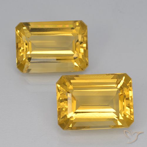 2 Stück octagonschliff goldener Citrin in der Größe 14 x 10,1mm, Gewicht 14,21 gesamt / durchschn. Je 7,11 ct, Helles Gold in VVS Reinheit, Natürlicher Edelstein, Mohs-Härte 7 Geeignet für den täglichen Gebrauch im Schmuck , Entsperrt das Solarplexus-Chakra , Photo A