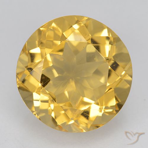 5.78ct Natural Medium Gold Citrine, Round, VVS