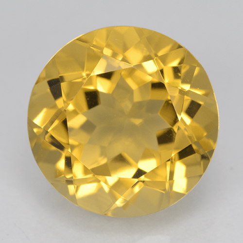ゴールドオレンジ シトリン 宝石 - 6ct ラウンドファセット (ID: 500971)