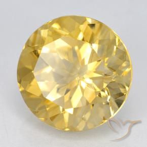 6.16 ct Golden Citrine Stone, Natural Citrine in Round Facet Shape for Sale
