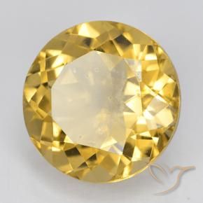 6.05 ct Golden Citrine Stone, Natural Citrine in Round Facet Shape for Sale