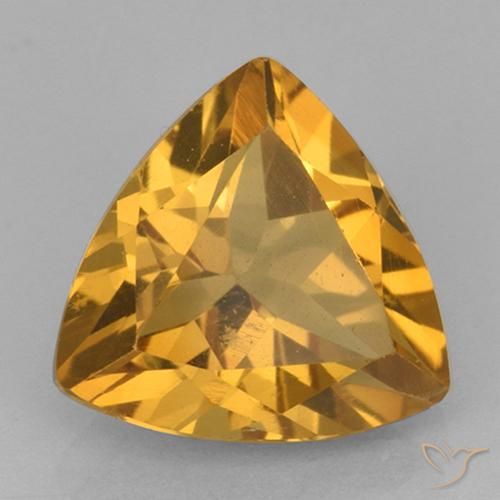 1.98 ct Golden Citrine Stone, Natural Citrine in Trillion Facet Shape for Sale