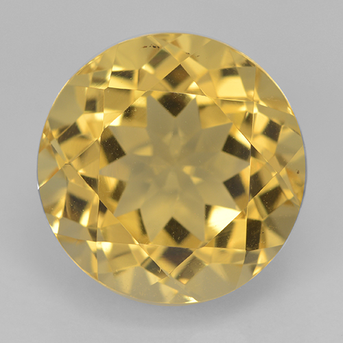 Dorado Citrina Gema - 6.4ct Faceta Redonda (ID: 501038)