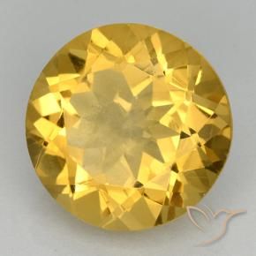 5.42 ct Golden Citrine Stone, Natural Citrine in Round Facet Shape for Sale