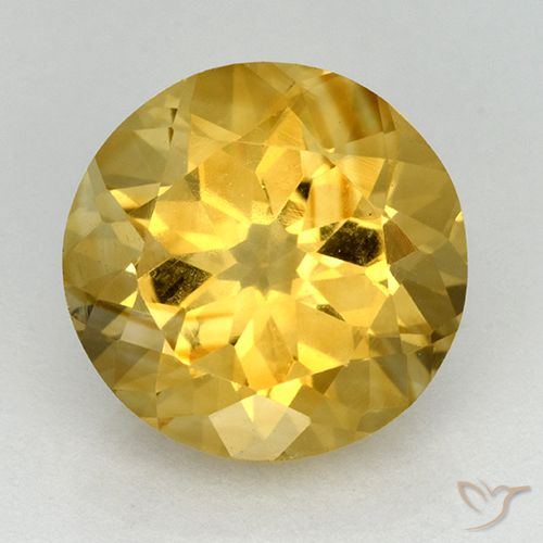 5.65 ct Golden Citrine Gemstone, Citrine Gem in Round Facet Shape for Sale.