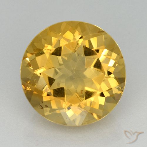 5.91 ct Golden Citrine Gemstone, Citrine Gem in Round Facet Shape for Sale.