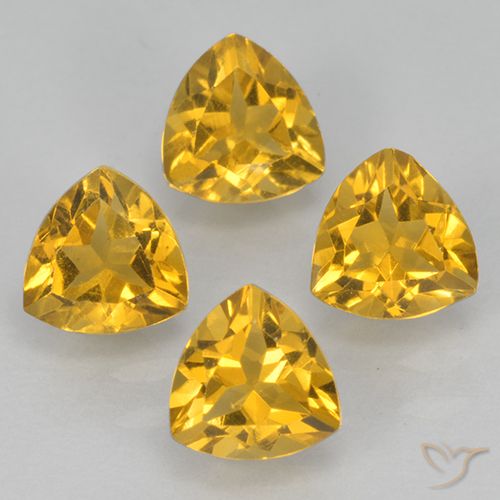 1.91 ct Yellow Citrine, 5.1 x 5.1 mm Trillion Cut From Brazil, Photo A