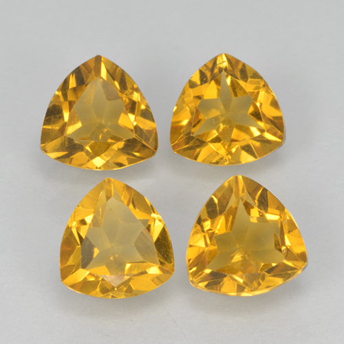 Deep Golden Orange Citrine Gem - 0.4ct Trillion Facet (ID: 501097)