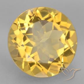5.65 ct Yellow Citrine Stone, Natural Citrine in Round Facet Shape for Sale
