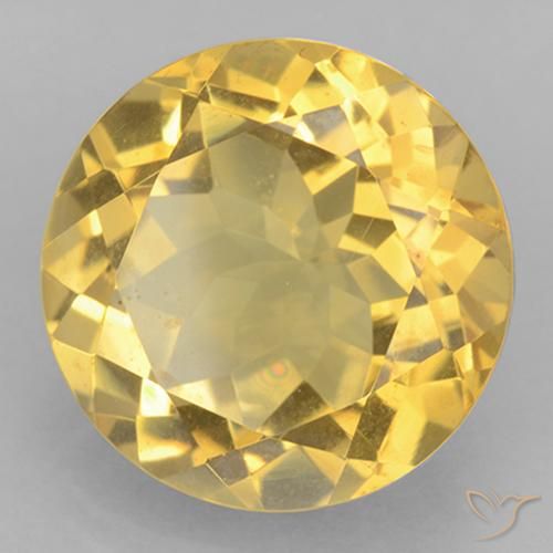 5.88 ct Yellow Citrine Stone, Natural Citrine in Round Facet Shape for Sale
