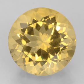 6.05 ct Yellow Citrine Gemstone, Citrine Gem in Round Facet Shape for Sale.