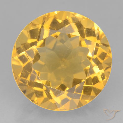 6.25ct Natural Medium Golden Citrine, Round, VVS