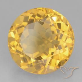 6.25 ct Golden Citrine Stone, Natural Citrine in Round Facet Shape for Sale